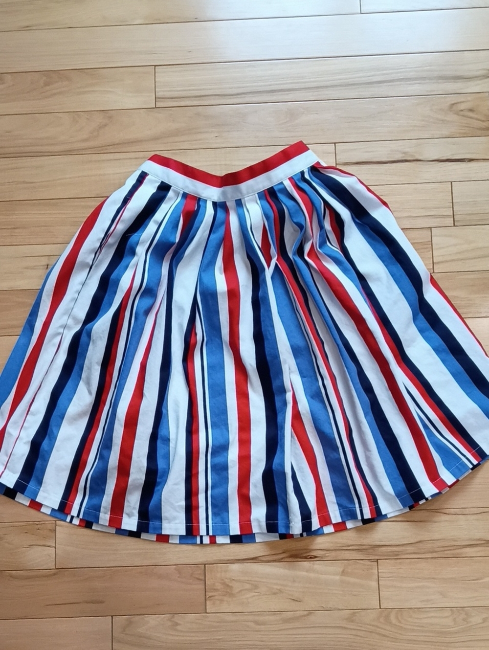 Modcloth Red, Blue & White Striped Circle Skirt